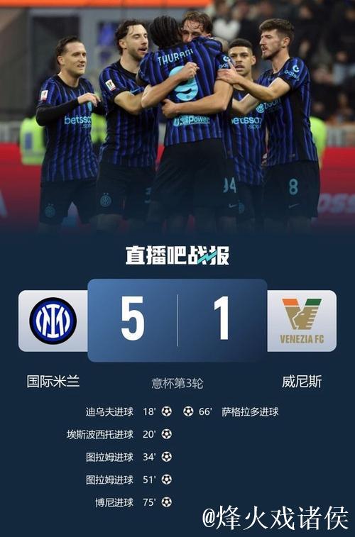 图拉姆双响 国际米兰5-1大胜威尼斯闯入意大利杯八强 图拉姆双响 国际米兰5-1大胜威尼斯闯入意大利杯八强